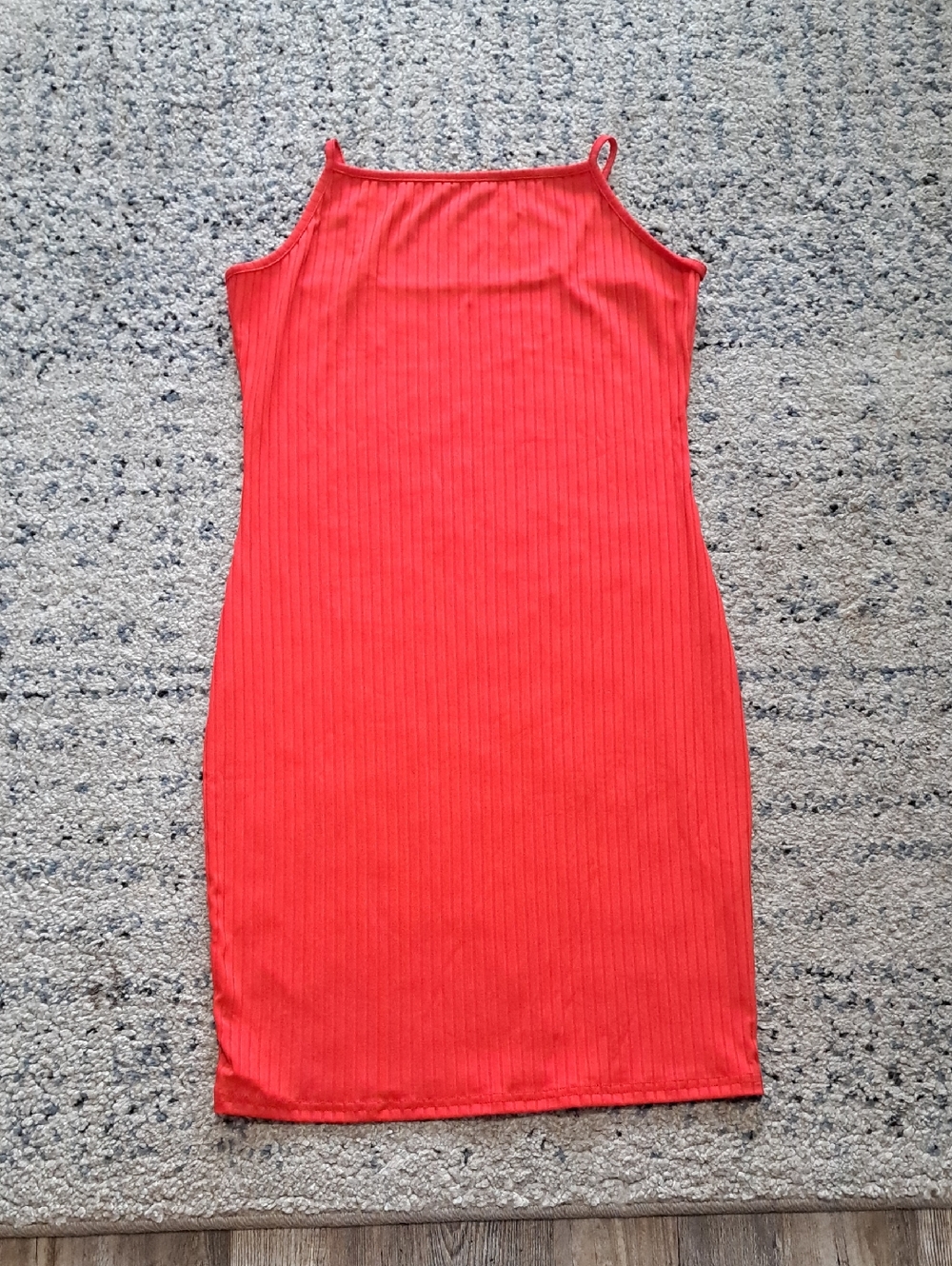 SHEIN Red Ribbed Midi Slip Dress